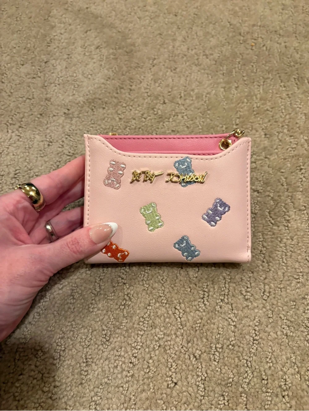 Betsey Johnson Light Pink Gummy Bear Zip Card Wallet